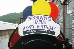 Tuesday, 25.8.15. Birthday boy has the nameboard on the engine – visible from his seat!