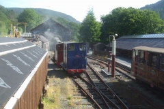Saturday, 16.7.2022. On a very warm, sunny morning, No. 6 draws No. 7 out of the Engine Shed for lighting up ...