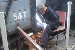 ... while Adrian welds buffer mountings on to the S&T van ...