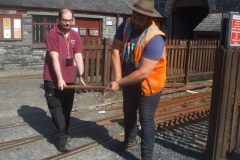 ... while Tom and Sam carry S&T fittings to the train for conveyance to Corris to set out permanent point locking arrangements there ...