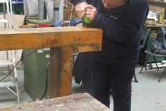 Bill is cutting back the buffer on the Slab Waggon chassis ...
