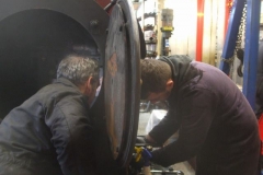 Saturday, 20.11.2021. Trefor and Jack are re-assembling the air pump, motion and fittings on No. 7 ...
