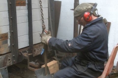 ... before Adrian positions the buffer support assemblies for welding to the P Way van ...