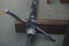 ... and Tony has cleaned the ex-Corris station lamp column, and primes exposed steel ...