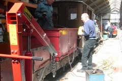 Chris & Bob have in the meantime, been securing the floor of the “Queen Mary” waggon to the frames …