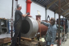 Having concluded that the real chimney is too heavy until the smokebox is welded up, the pattern is offered up – for photographic purposes!