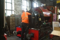 … while in the Engine Shed, Ifor and (out of sight) Trefor and Patrick work on issues with loco No. 7 …