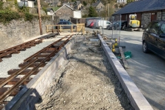 Thursday, 24.3.22. Front and rear blockwork is complete, with the manhole also raised to the correct platform level
