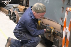 Adrian is fitting new steel to the Queen Mary waggon …