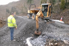 ... and then it is time to clear to the geotextile at a step in the embankment, where it meets the access track ...