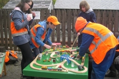 … and track laying and practising shunting operations near Maespoeth Engine Shed!