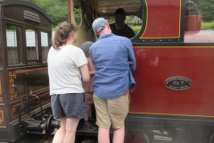 ... and Richard explains to an interested family, how a steam locomotive works.