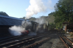 Friday, 27.8.2021. No. 4 makes an early start with passenger train to collect participants in a Photo Charter from Corris ...