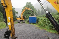 Tuesday, 29.8.2023. ... and on a wet and miserable morning, the site cabin is back - all ready for (hopefully) a good consignment of suitable fill being received before too long!