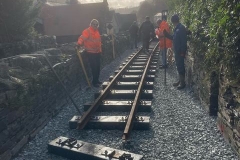 With six track panels laid, the track is technically now inside the Corris Station limits....