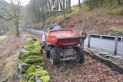 … at almost the same location where today, the highway authority are clearing vegetation from the road retaining wall.