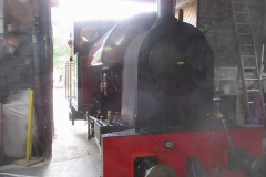 … as No. 7 is steamed and backed out of the Engine Shed …
