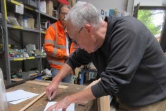 In the Carriage Shed, Andy is preparing templates under the supervision of Tony …