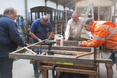 Meanwhile, it is all hands on to produce a new window frame to replace a rotten one in the Engine Shed …