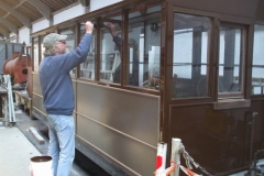 … and Dave arrives to continue painting carriage No. 20.