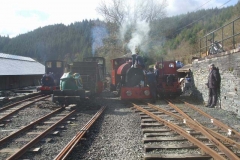 Three locomotives in fume together!
