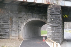 Easter Day, 31.3.2024. The former tramway arch at Machynlleth has at last been opened to the public for use by pedestrians and cyclists.