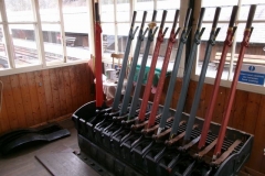 Tuesday, 2.4.2024. Peter has been preparing and starting to re-paint the levers in the Signal Box at Maespoeth ...