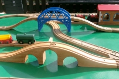 ... with the refurbished Brio set all ready for our visitors. Note the "old" and "new" Dyfi bridges!