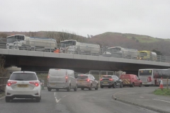 Wednesday, 22.11.2023. There are traffic jams today both on the new Dyfi Bridge (not yet open to the public) - and below it ...
