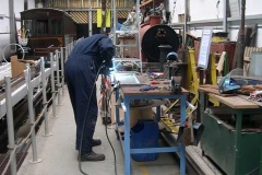 With everything organised, Andy gets on with welding up folding benches to create room for disabled passengers in wheelchairs in carriage No. 22 …