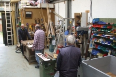 … as Bob pays a visit to the Carriage Shed, where Charles, Bill and Graham are getting the last bits fitted fabricated and fitted to the waggon.