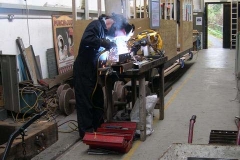 Tuesday, 4.10.2016. Adrian welds spring support angles for carriages 23 & 24 in the Carriage Shed …