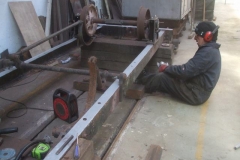 Meanwhile, Adrian is sitting uncomfortably as he cleans up the frames of waggon No. 203, with Tony following behind with metal primer.