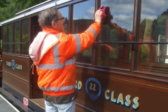 Saturday, 28.5.2022. Tony cleans carriage windows ...