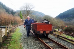 With all the passenger stock in the South Platform, Dick gravitates the drop door Heritage Waggon down to the Carriage Shed ...