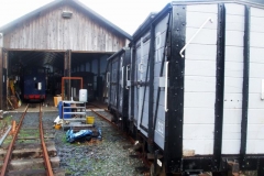 With steaming complete, the Carriage Shed is shunted to place No. 6 on the West road ...