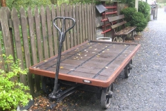 A platform trolley restored by Roger Holder and Keith Davis has been positioned on the North platform.