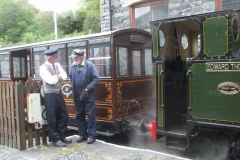 ... to capture a cameo of the Guard (neatly hiding the operational signs) and driver conversing while the fireman waters the locomotive alongside the Engine Shed.