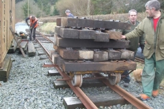 Once clear, another trolley load of sleepers is brought forward …