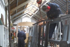 Peter has reached the other side of carriage No. 24’s frames as Adrian tidies up some welds.