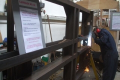 Tuesday, 7.3.2017. Adrian continues to weld the frames of carriage No. 24 while Richard has left a number of new information signs behind …