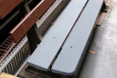 ... while further down the Carriage Shed, work on one of the platform benches is approaching completion ...