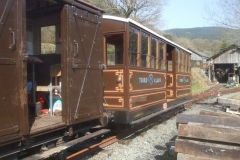 Meanwhile, carriage No. 23 receives its first glimpse of sunshine as it is shunted into position ready for varnishing.