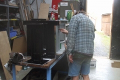 ... while Tony paints the rodding stools for Corris ...