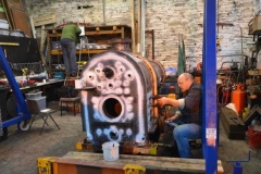 Now the boiler has been painted with various substances to aid more comprehensive Non Destructive Testing.