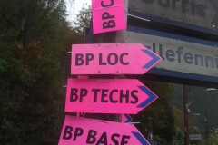 ... while comprehensive signs have appeared on the main road ...