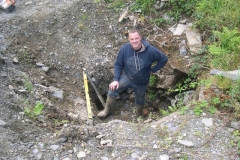 Wednesday, 2.9.15. Richard has arrived to build the manhole at Chainage 440m on the Pont y Goedwig Deviation Project …