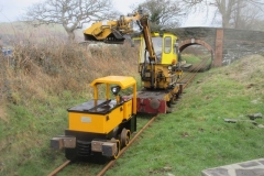 ... until it meets (by arrangement) the TR's Flail mower out trimming hedges at Cynfal Halt.