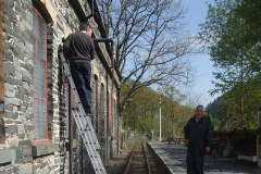 … while Dick starts painting the watering point at the side of the Engine Shed …