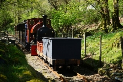 Sunday, 7th May 2017. No. 7 heads towards Corris propelling waggons for a later Gravity Working …
